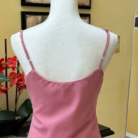 Y2K 90’s🚫SOLD🚫Bead Sequins Pink Lace Fairy core Asymmetrical Hem Camisole Large - Picture 10 of 15